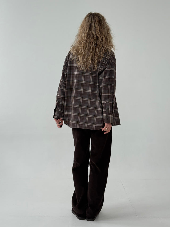 Kokvilnas rūtains krekls ar kabatu #03