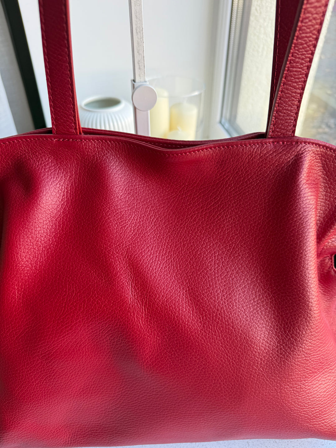 Ādas shopper soma sarkans
