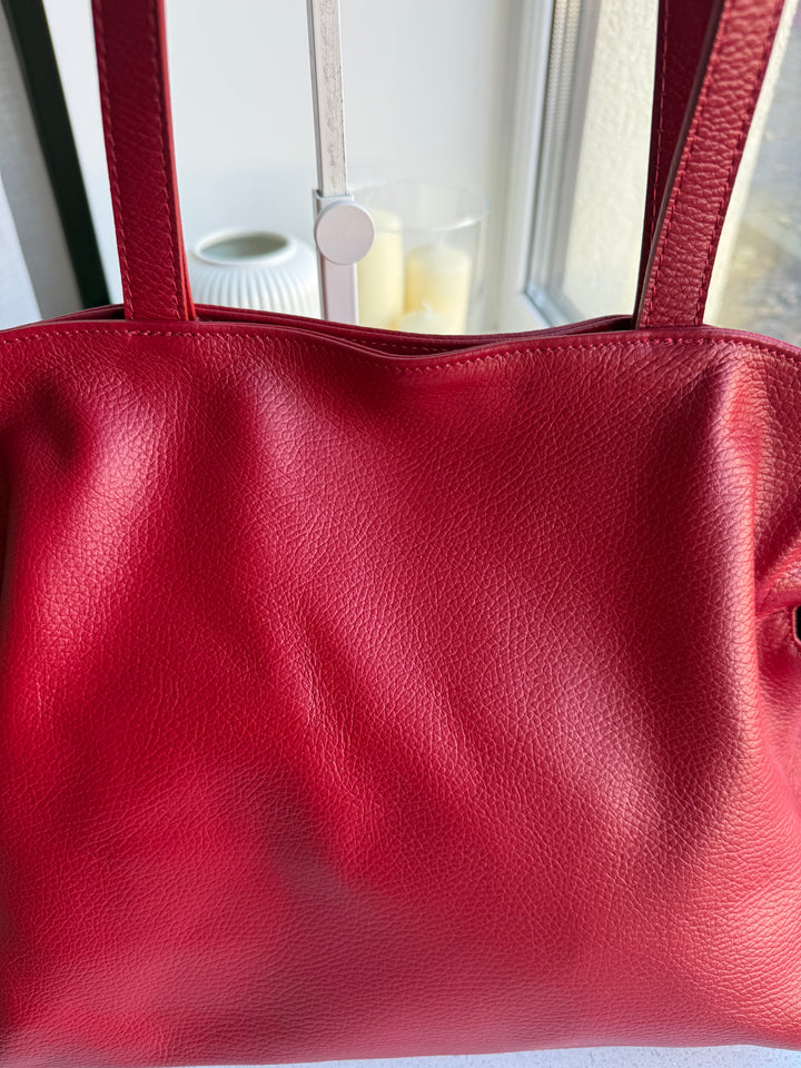 Ādas shopper soma sarkans