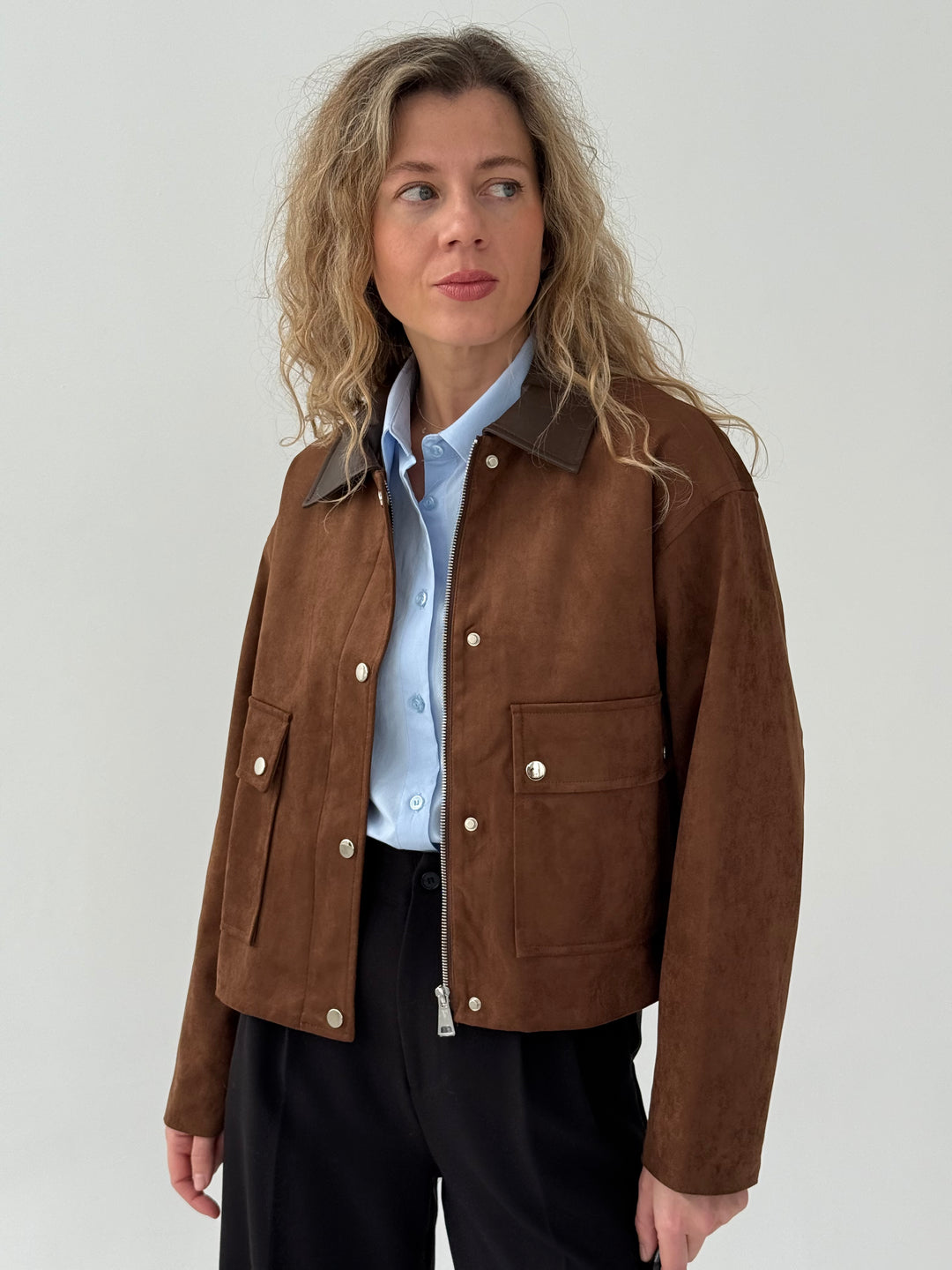 Zamšādas imitācijas jaka ar oderi