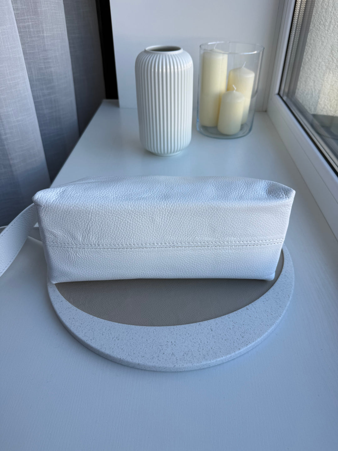 Ādas crossbody soma balts