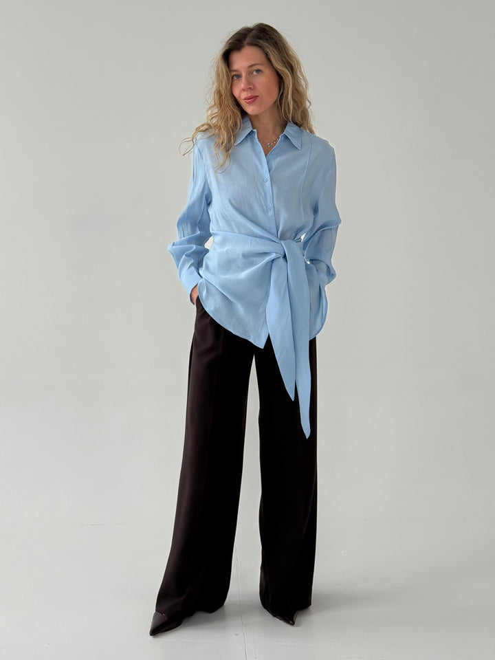 Viskozes blūze ar sasienamu elementu