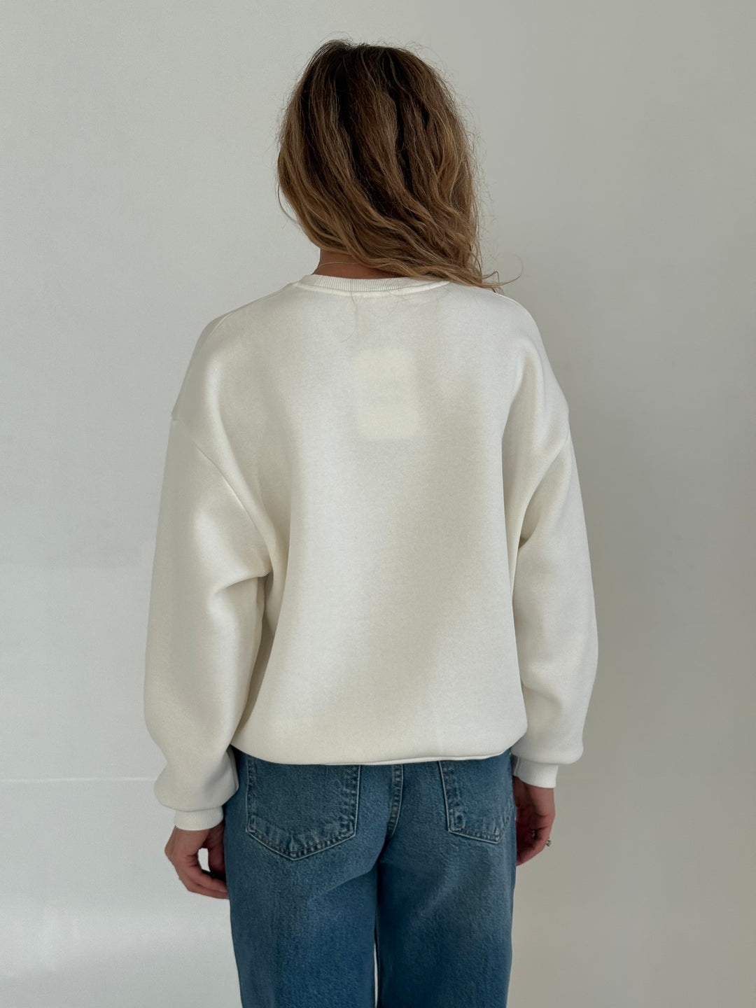 Kokvilnas oversize džemperis ar siltinājumu un uzrakstu #01