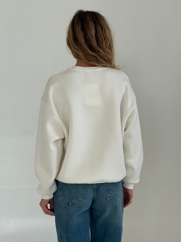 Kokvilnas oversize džemperis ar siltinājumu un uzrakstu #01