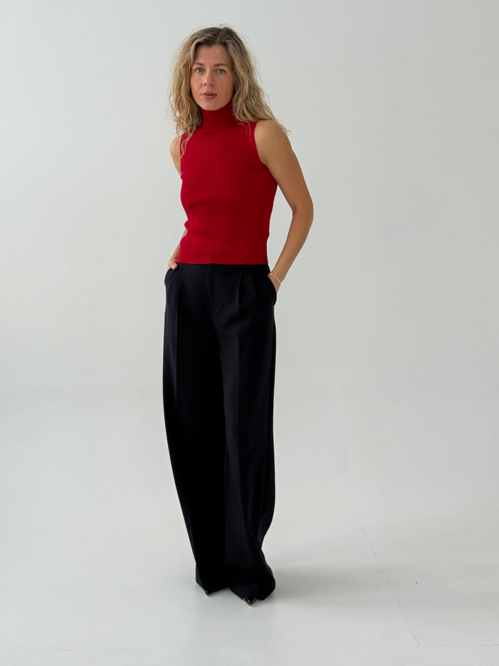 Slim fit viskozes rievots tops