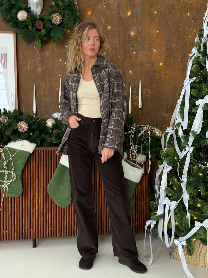 Kokvilnas rūtains krekls ar kabatu #03