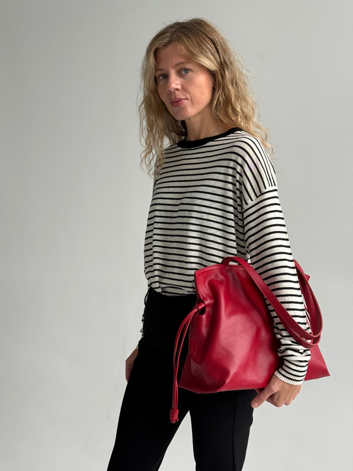 Ādas shopper soma sarkans