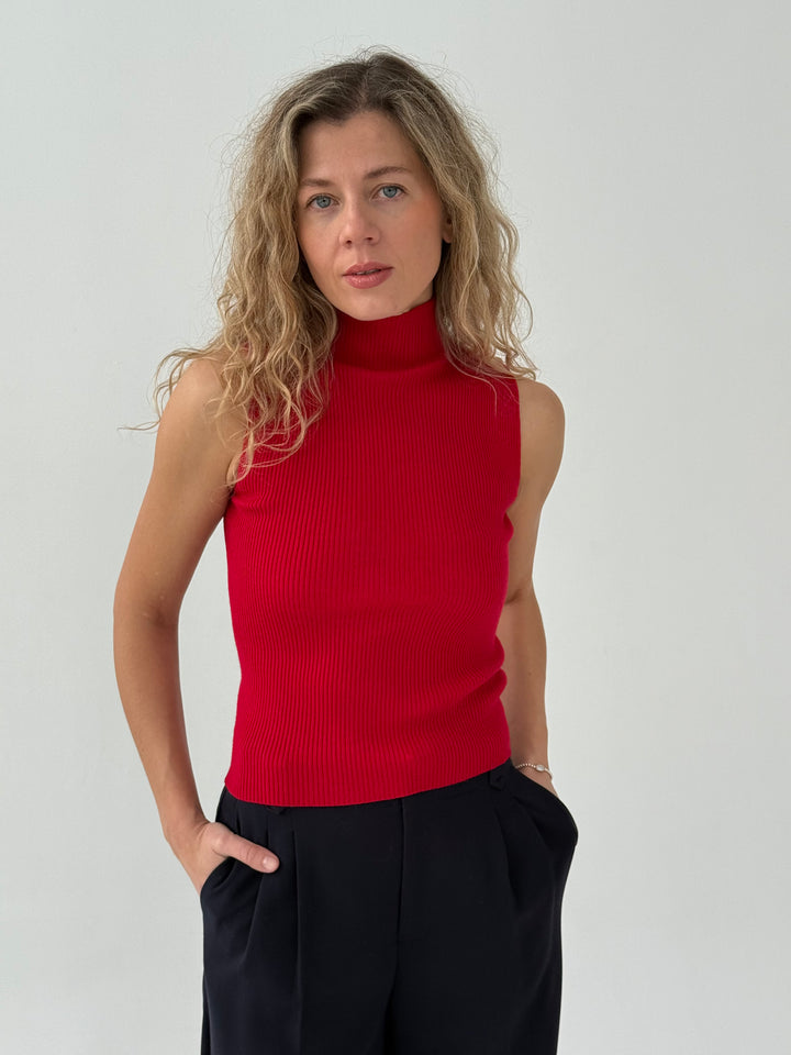 Slim fit viskozes rievots tops