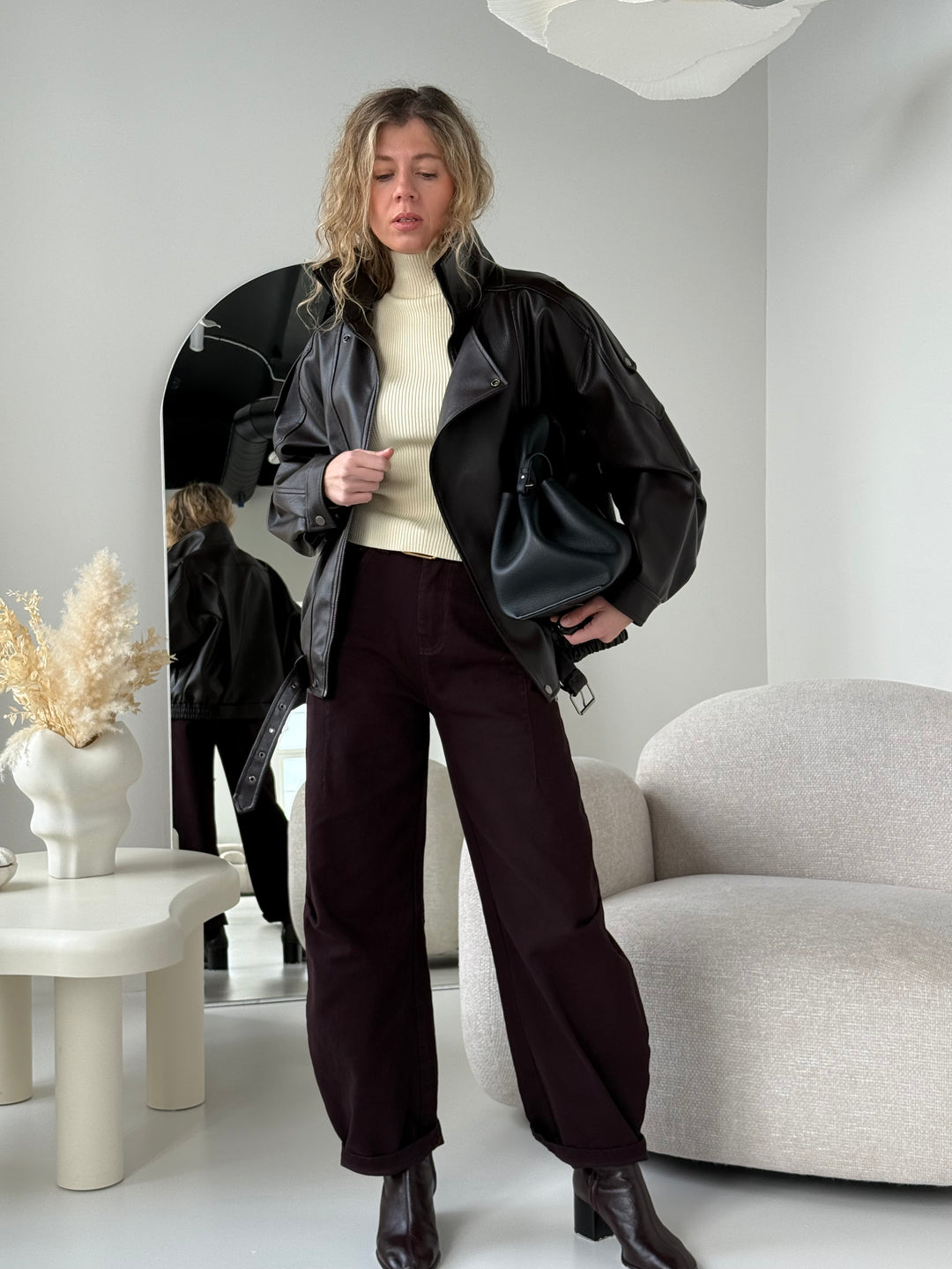 Slim fit viskozes rievots tops