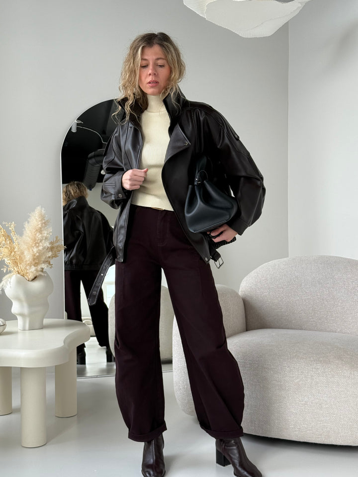 Slim fit viskozes rievots tops