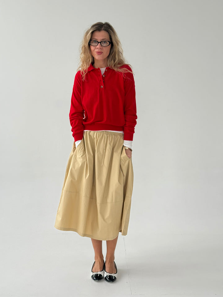 Kokvilnas svārki ar kabatām un savelkamu aukliņu