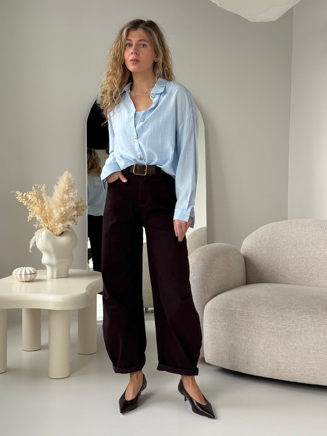 Viskozes blūze ar zelta pogām