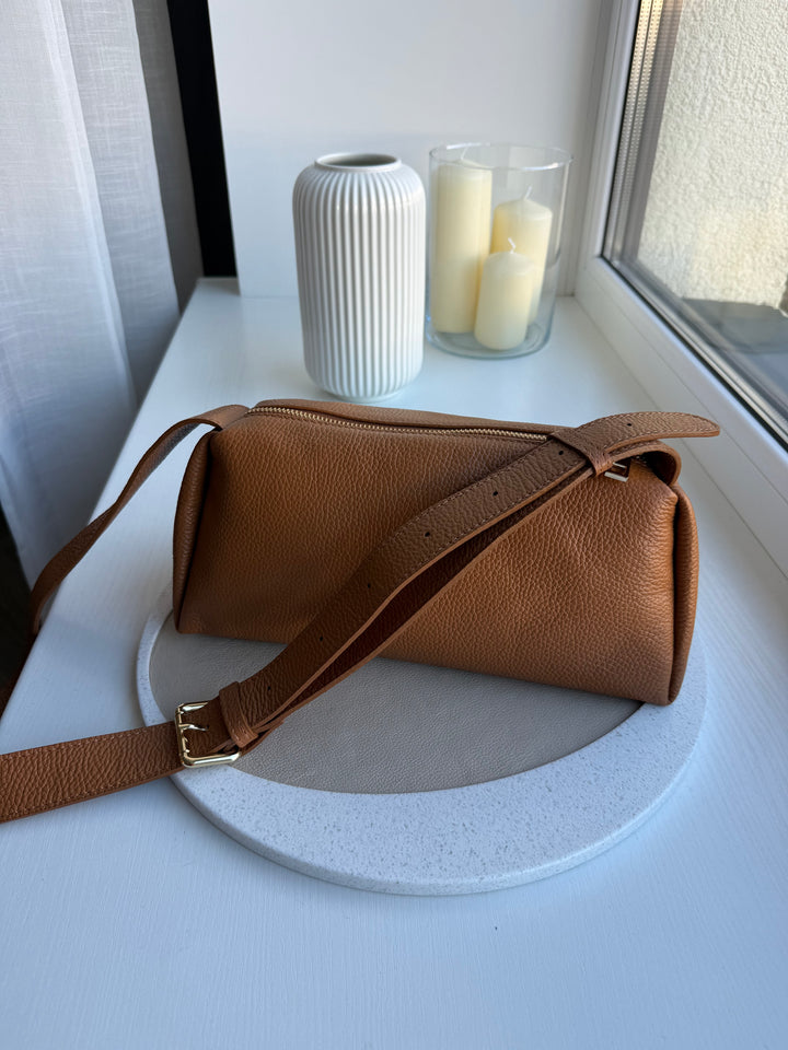 Ādas crossbody soma camel