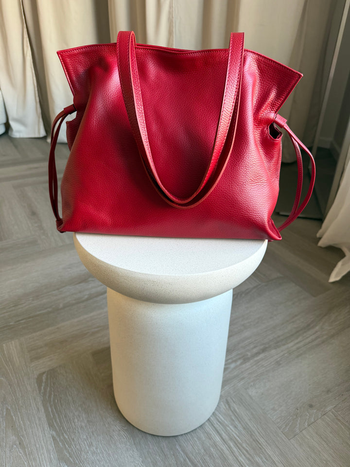 Ādas shopper soma sarkans