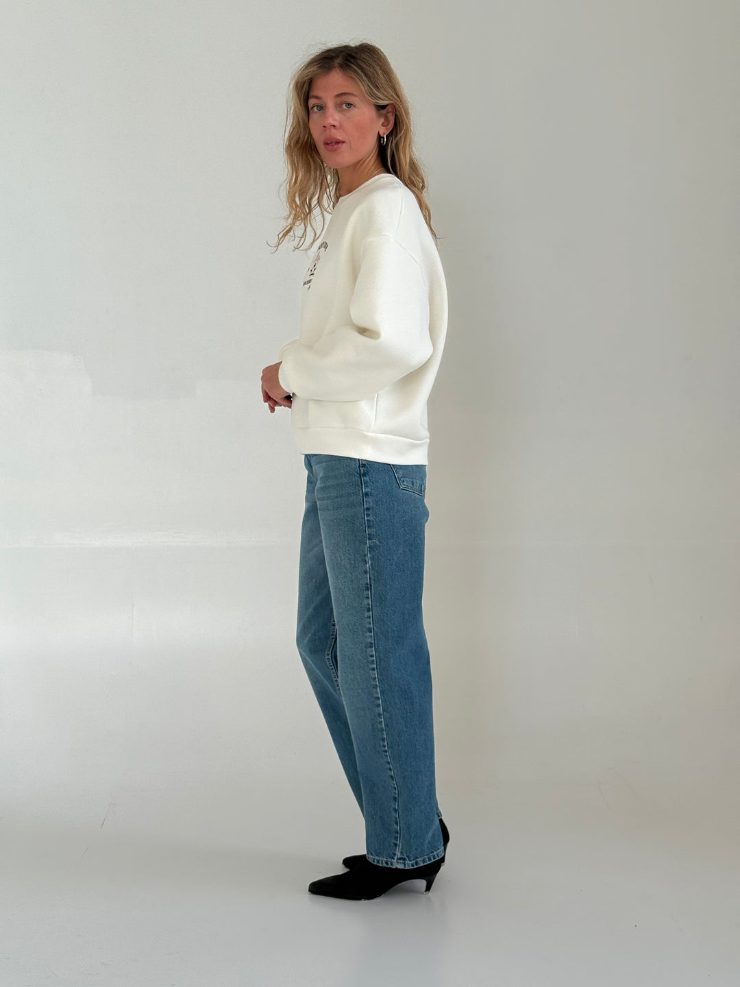 Kokvilnas oversize džemperis ar siltinājumu un uzrakstu #01