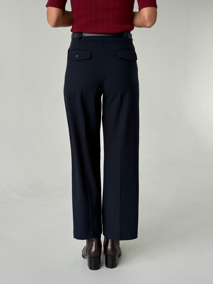 Klasiskas saīsinātas wide leg platas bikses ar jostu #01