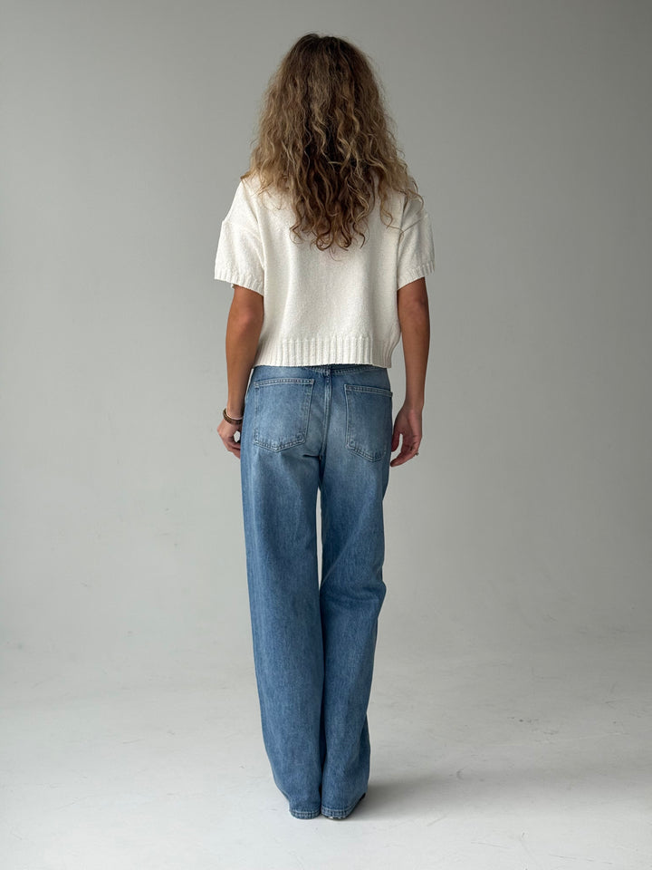 Adīts kokvilnas džemperis ar uzrakstu