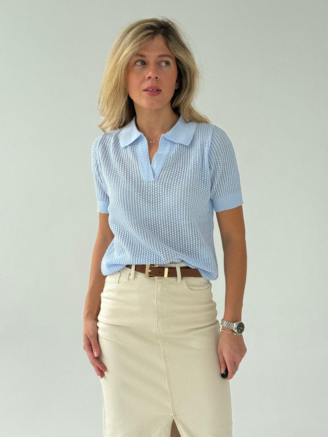 Adīts caurspīdīgs polo tops