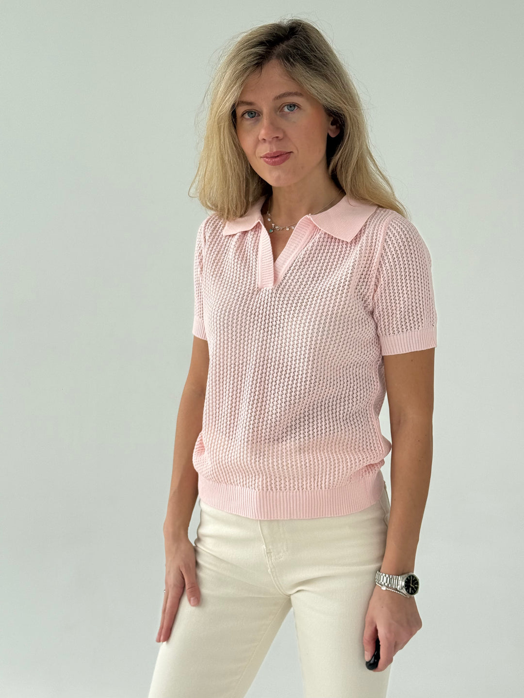 Adīts caurspīdīgs polo tops