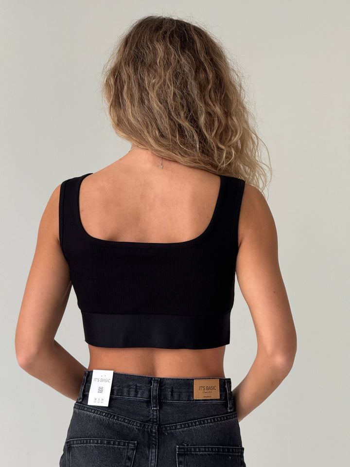 Īss kokvilnas rievots tops