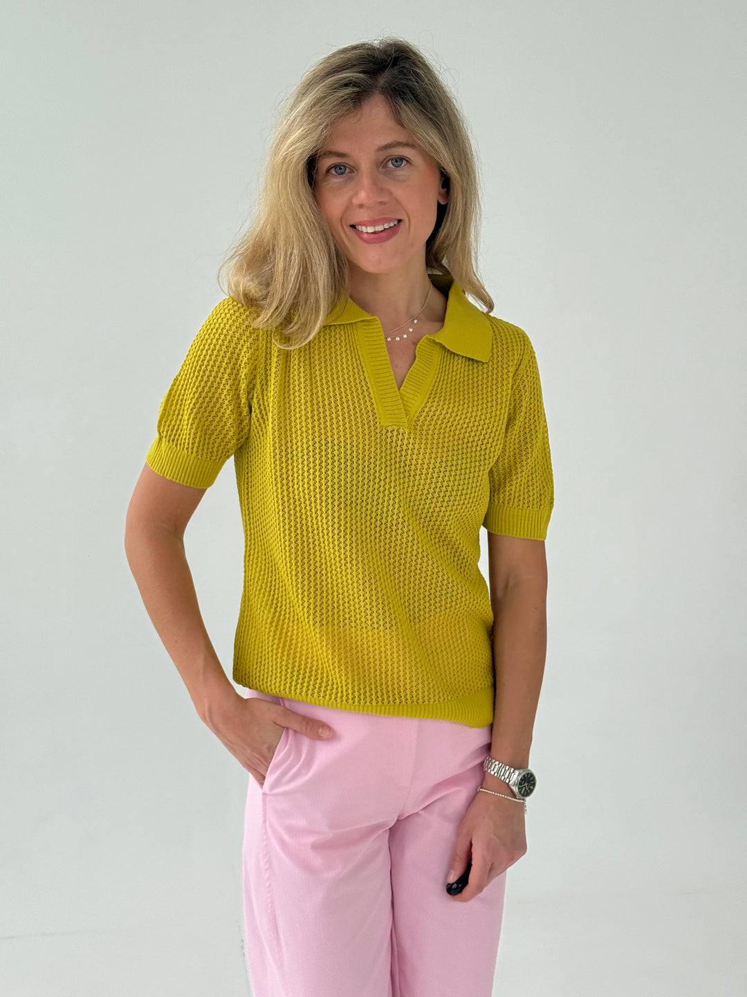 Adīts caurspīdīgs polo tops
