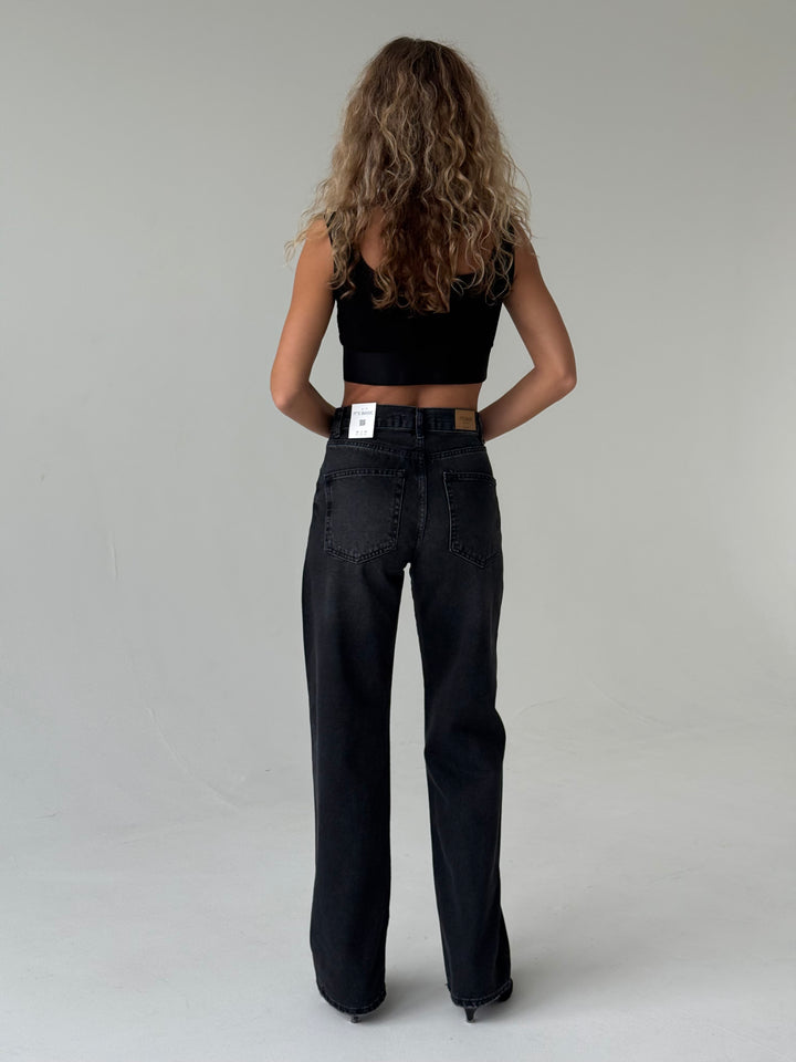 Taisnas džinsa bikses ar augstu jostasvietu #03