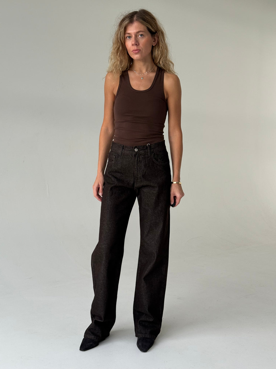 Taisnas džinsa bikses ar augstu jostasvietu #04