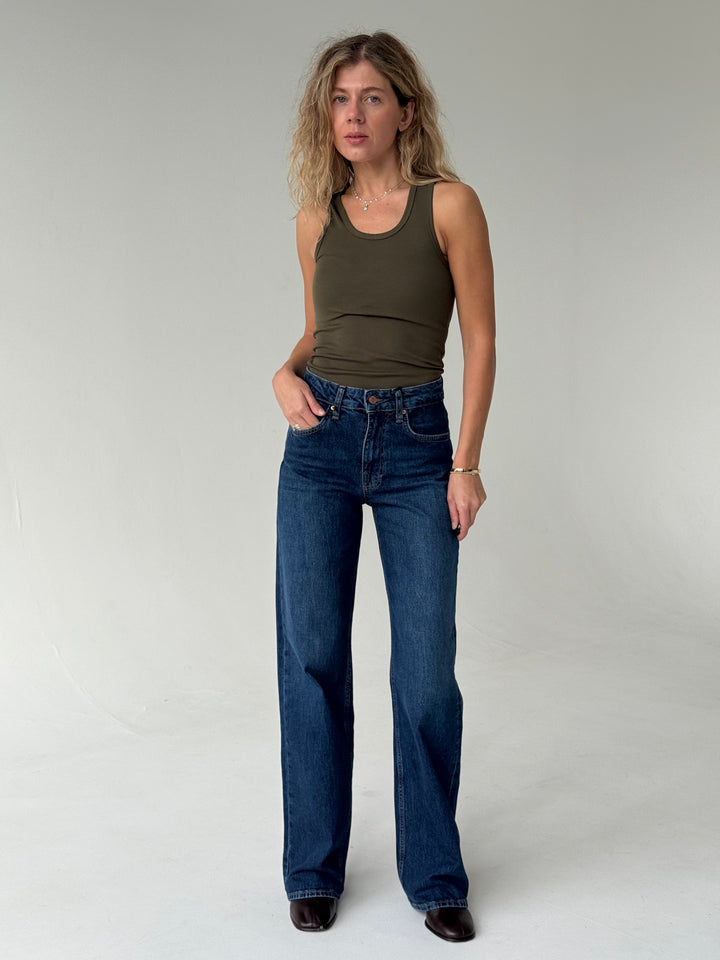 Wide leg platas džinsa bikses