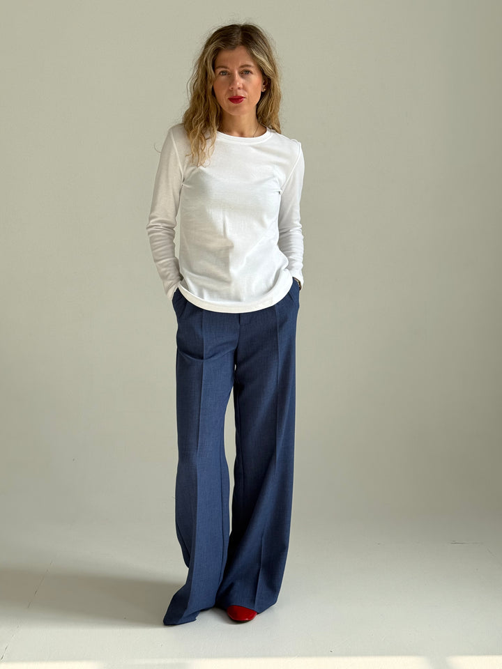 Slim fit premium kokvilnas tops ar garām piedurknēm