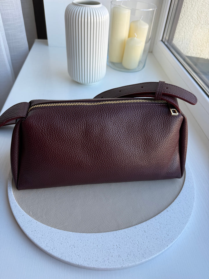 Ādas crossbody soma bordo