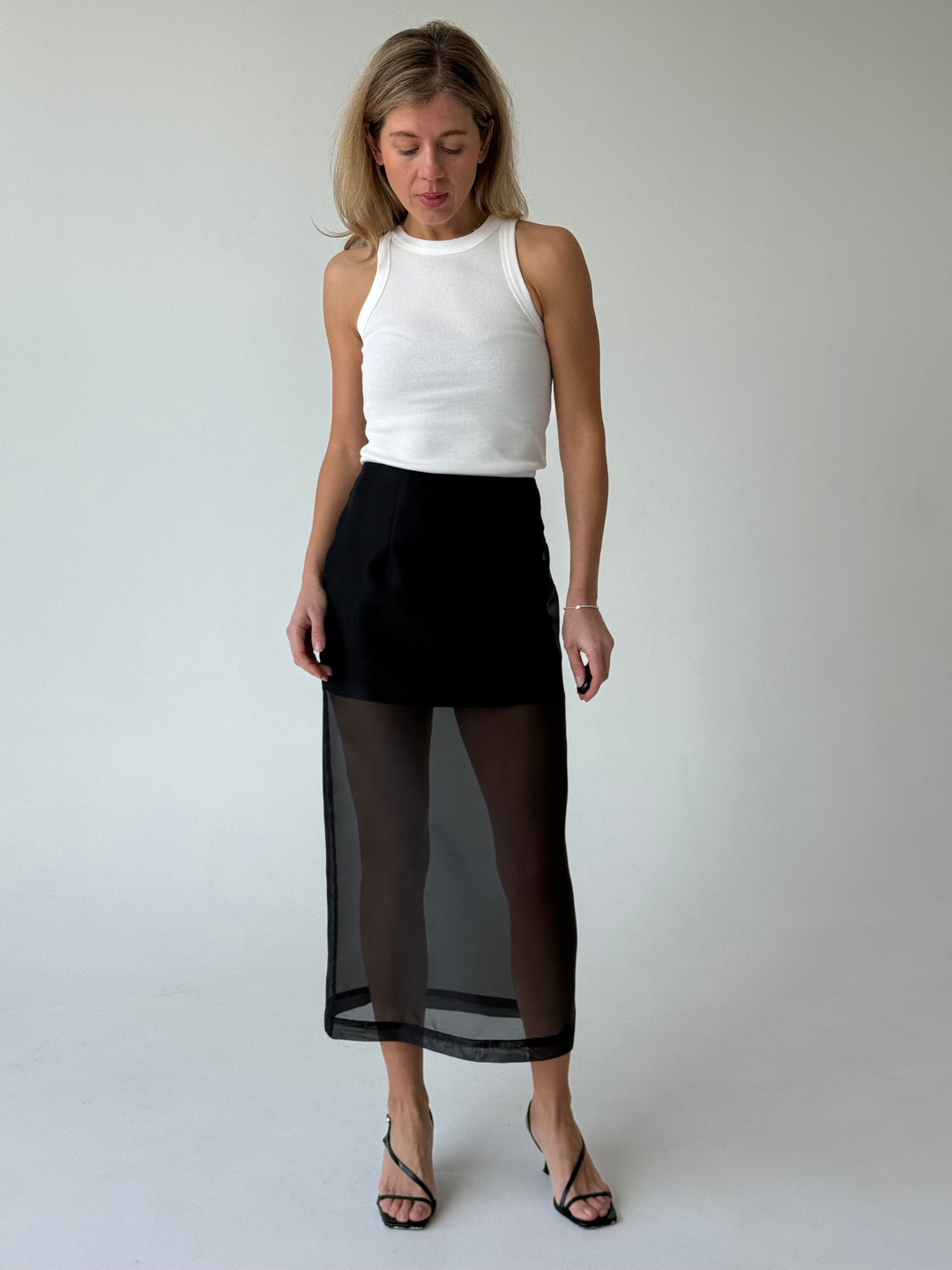 Slim fit kokvilnas rievots tops #04