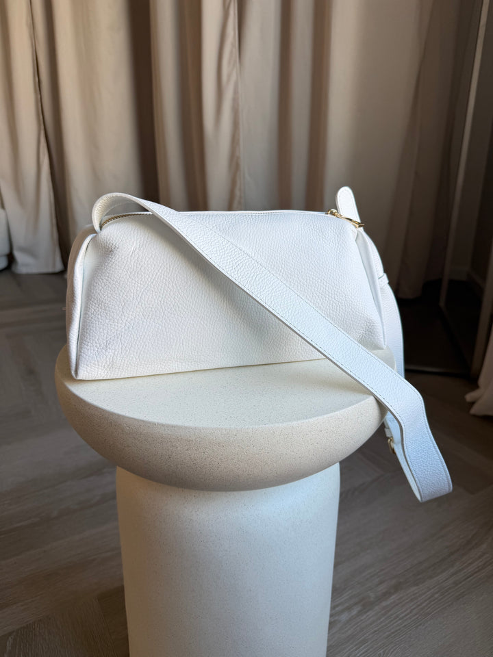 Ādas crossbody soma balts