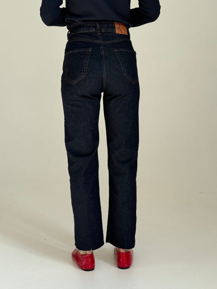 Saīsinātas džinsa bikses ar augstu jostasvietu