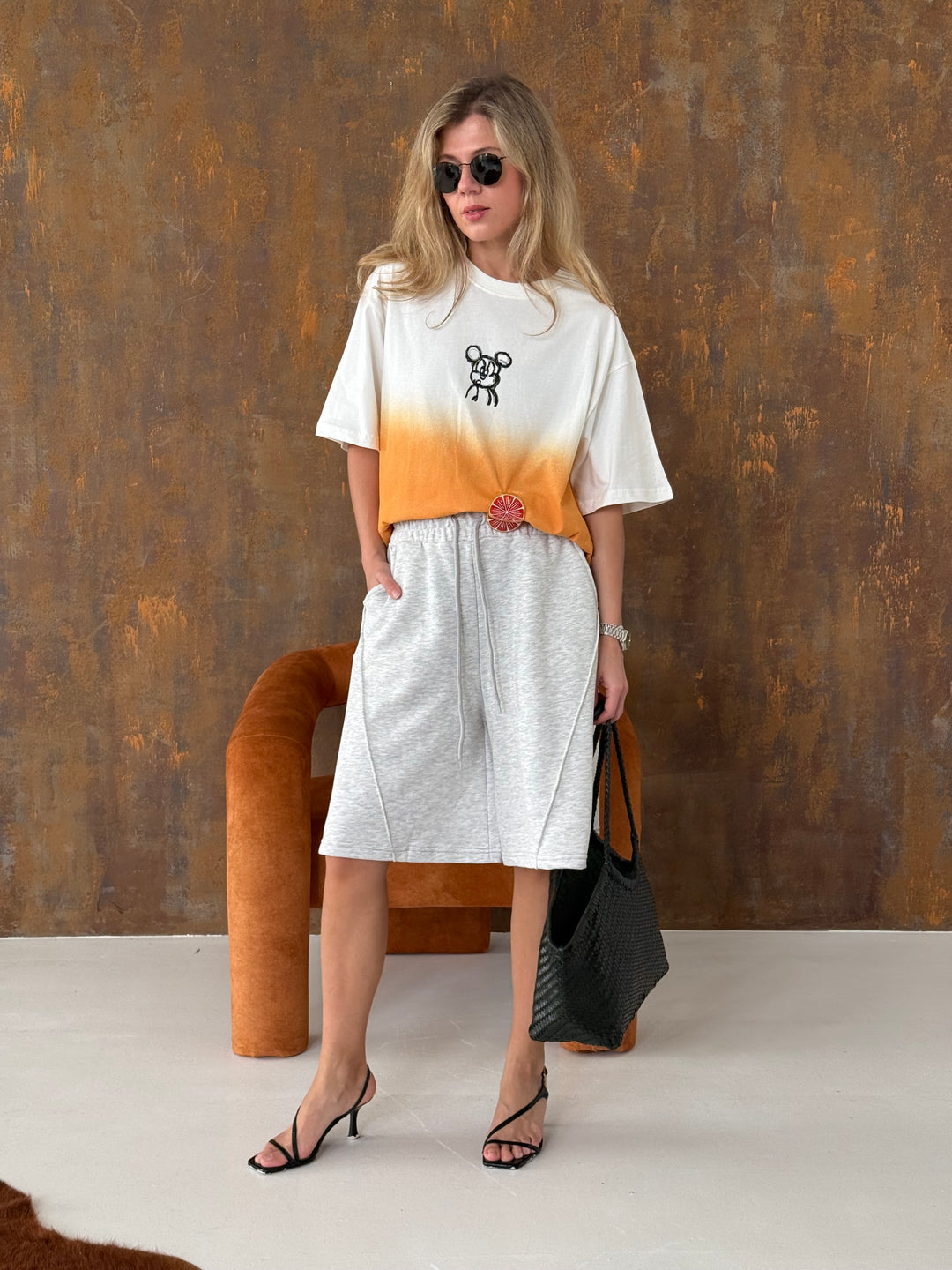 Oversize jogger stila kokvilnas šorti