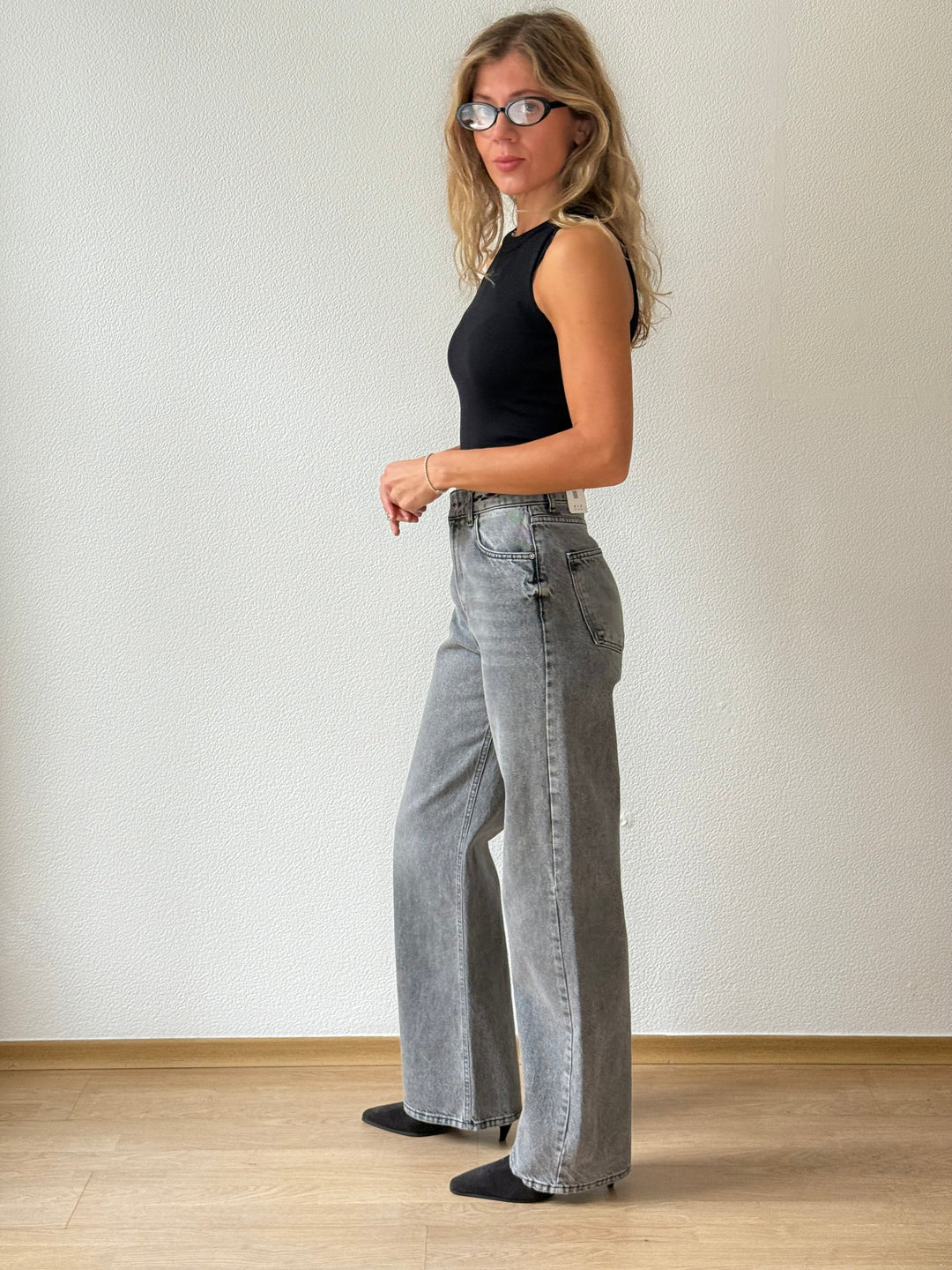 Slim fit kokvilnas rievots tops