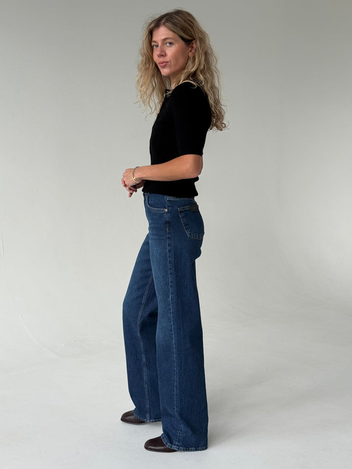 Wide leg platas džinsa bikses