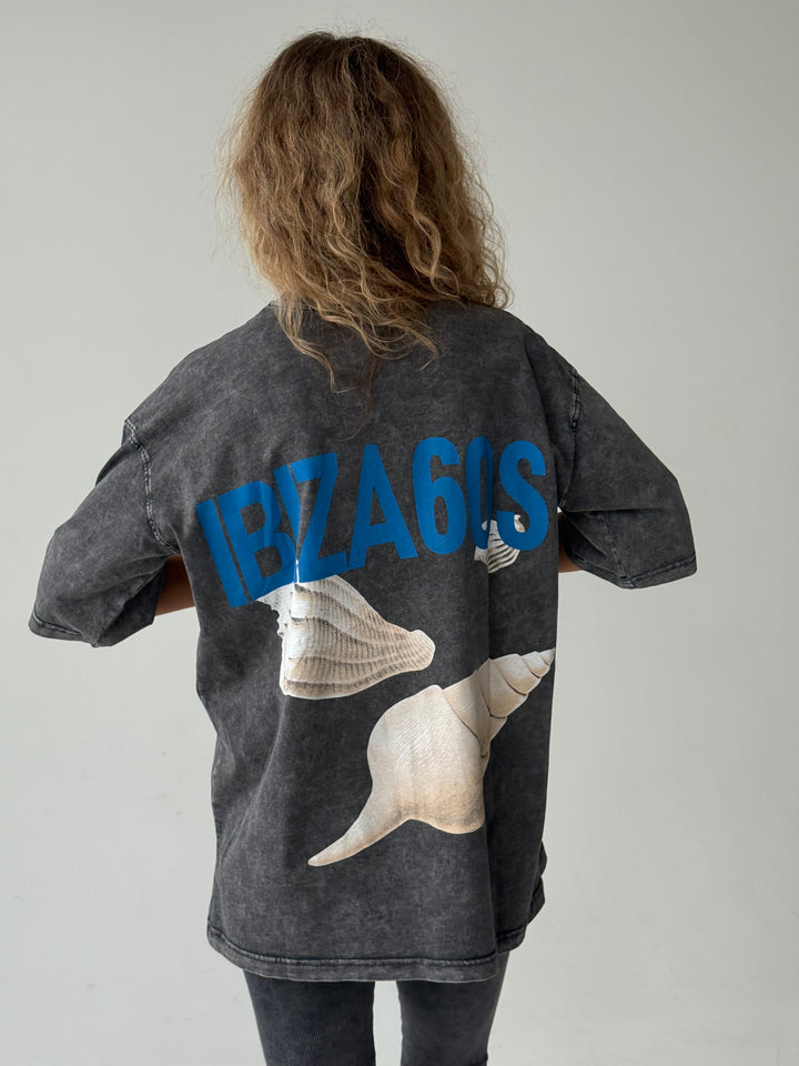 Pagarināts kokvilnas T-krekls ar balinātu efektu un apdruku #02