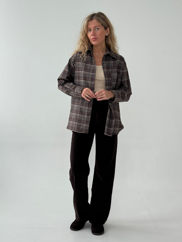 Kokvilnas rūtains krekls ar kabatu #03