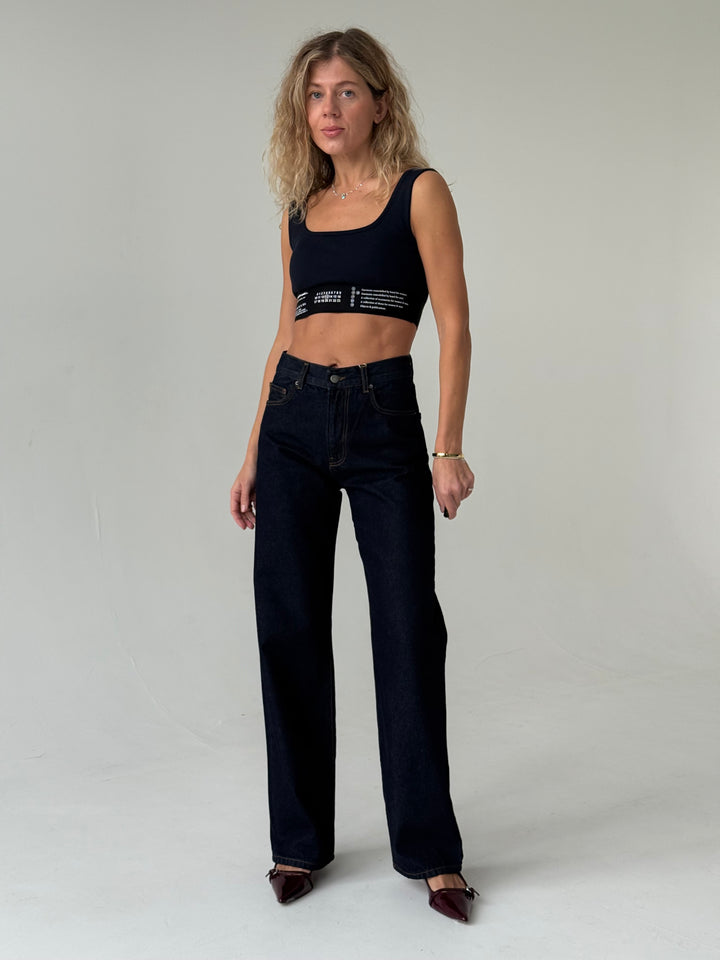 Taisnas džinsa bikses ar augstu jostasvietu #02