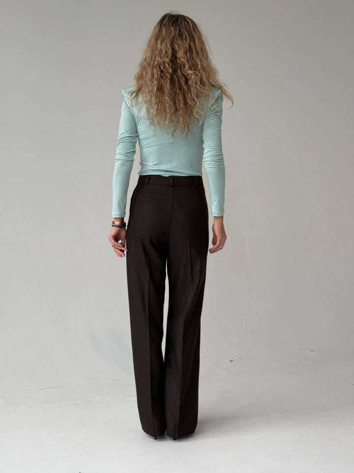 Klasiskas viskozes taisnas bikses ar augstu jostasvietu