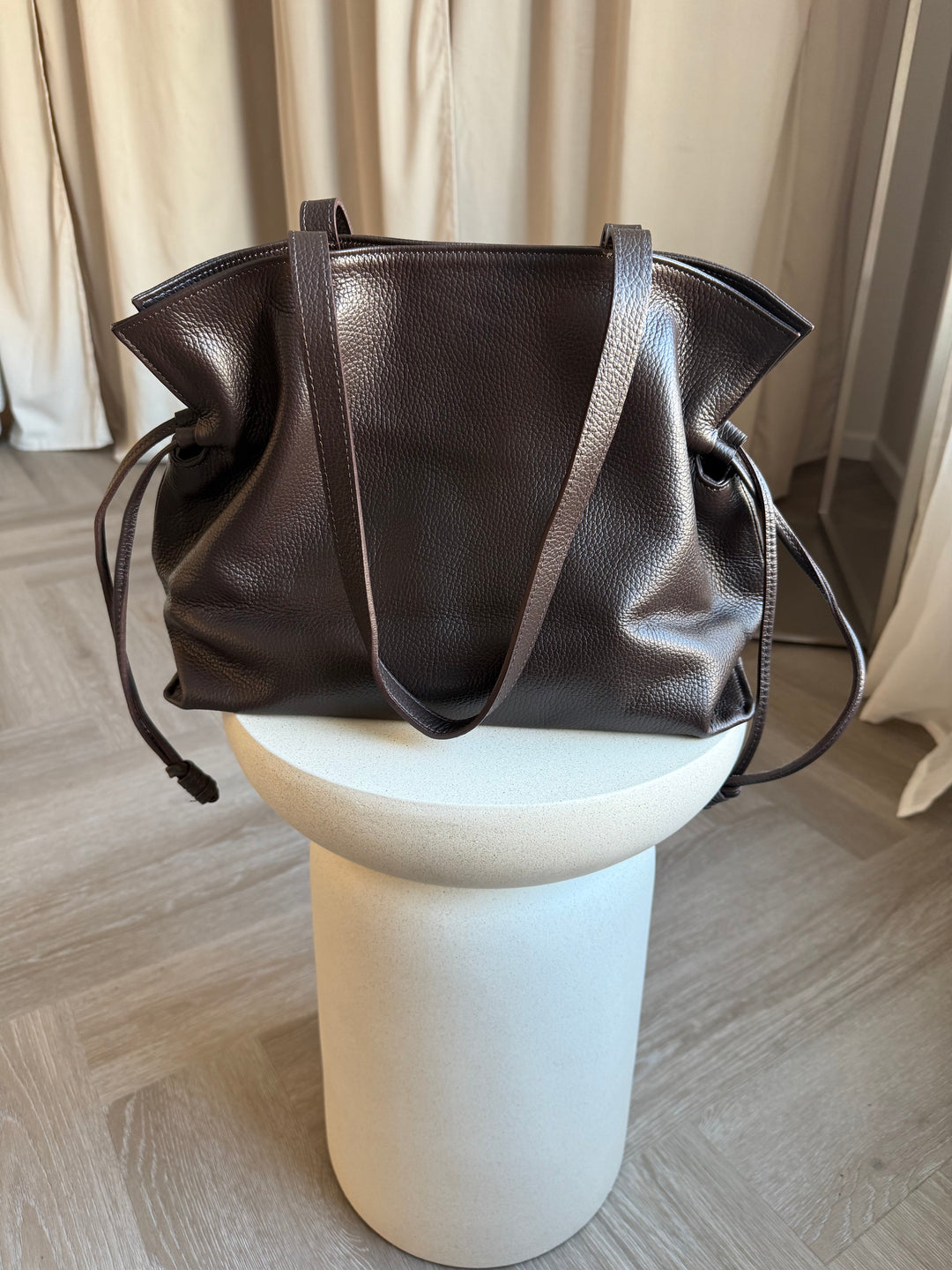 Ādas shopper soma tumšbrūns