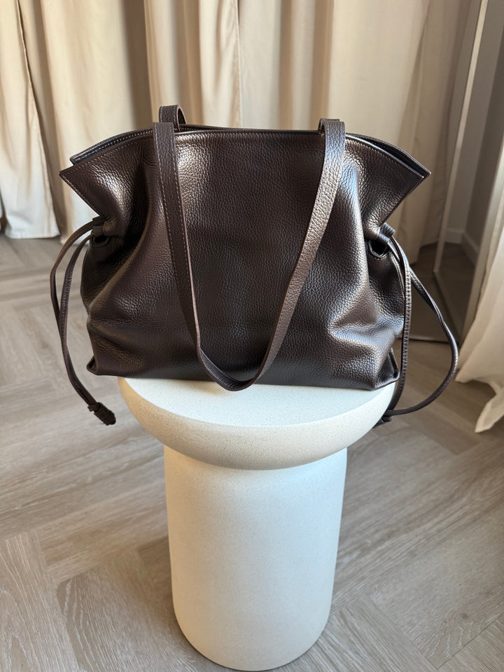 Ādas shopper soma tumšbrūns