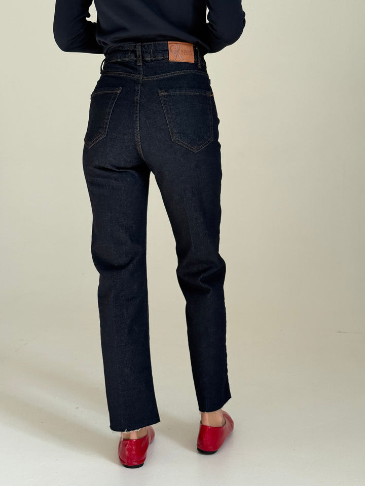 Saīsinātas džinsa bikses ar augstu jostasvietu