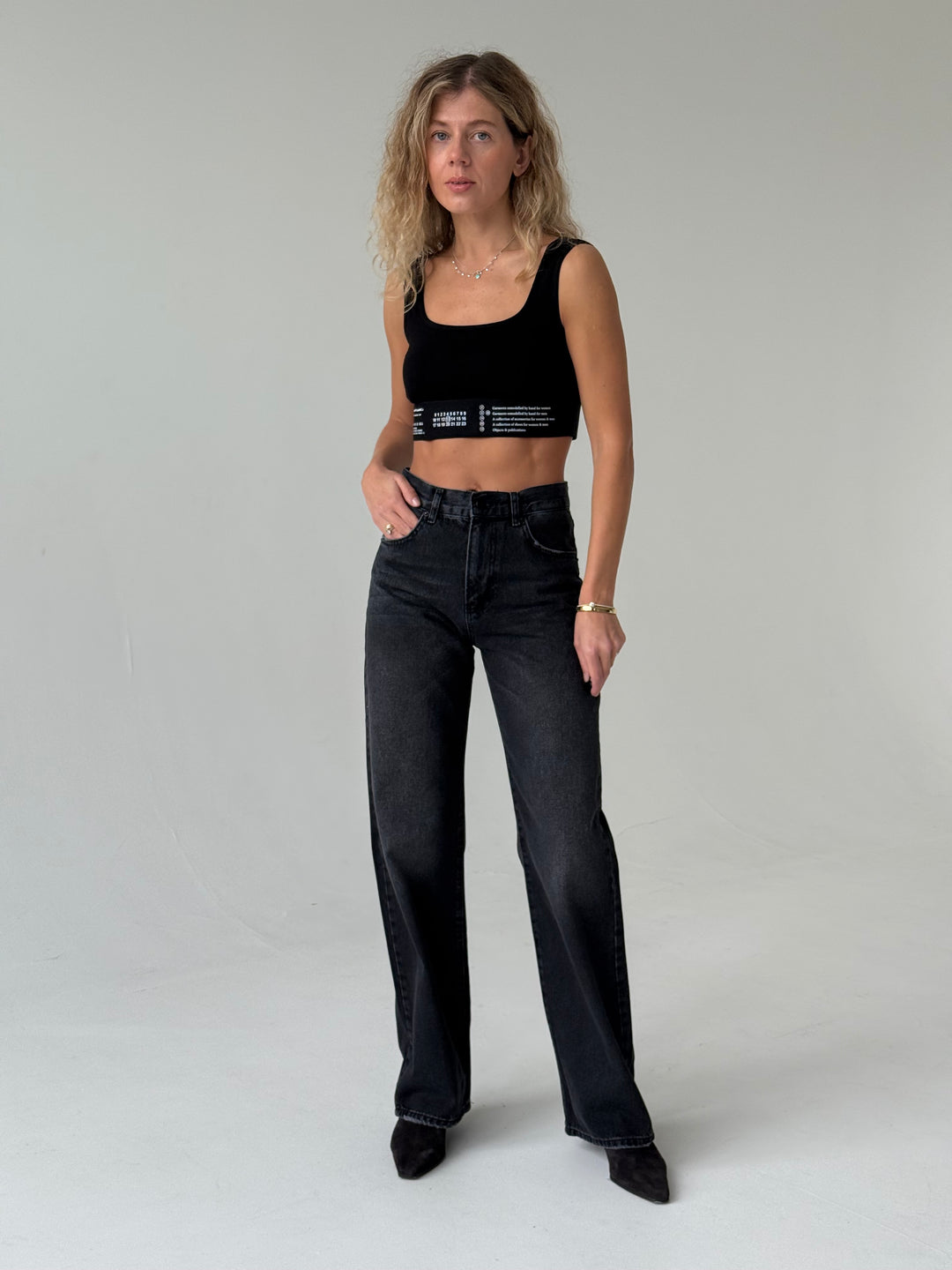 Taisnas džinsa bikses ar augstu jostasvietu #03