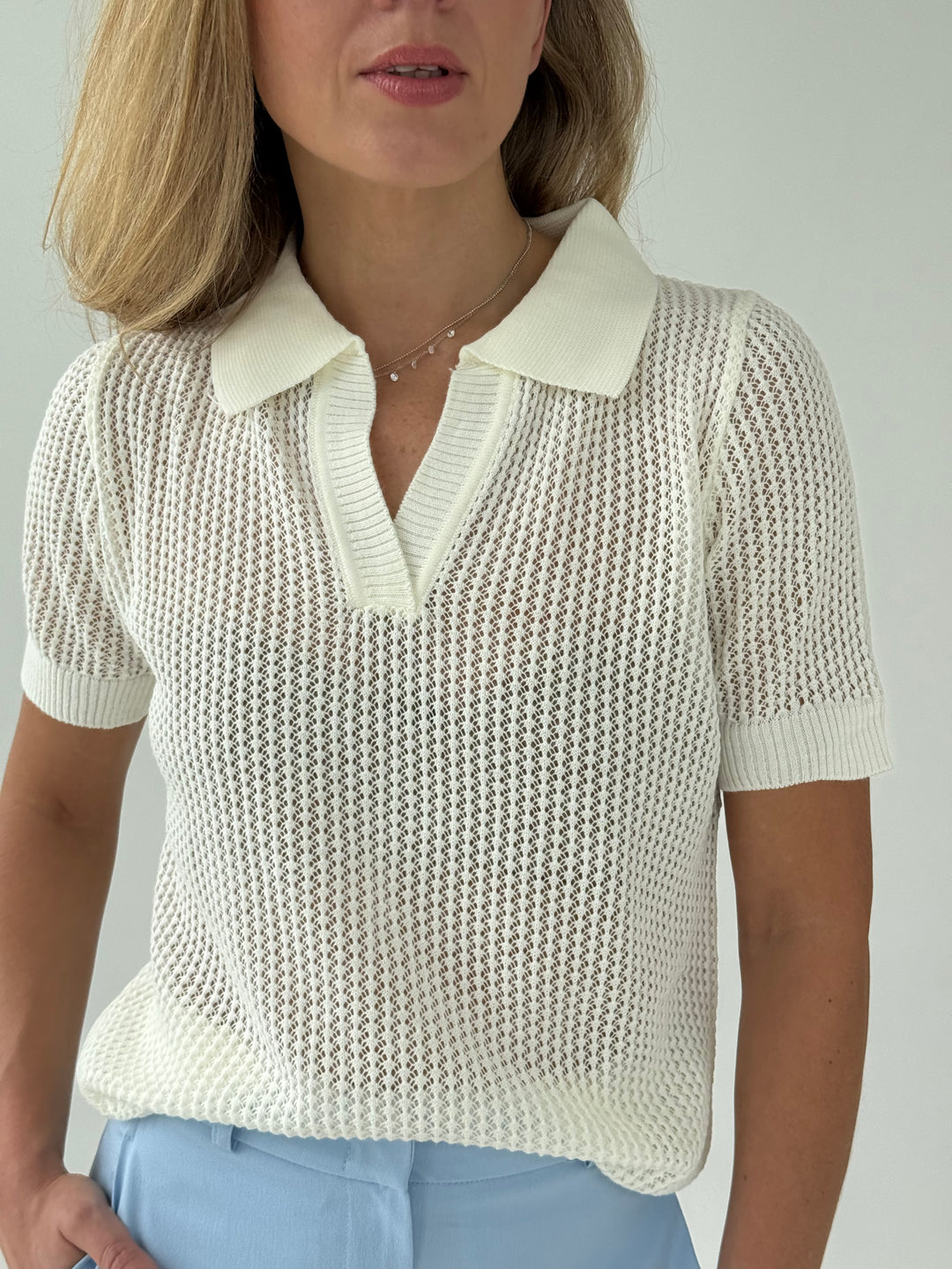 Adīts caurspīdīgs polo tops