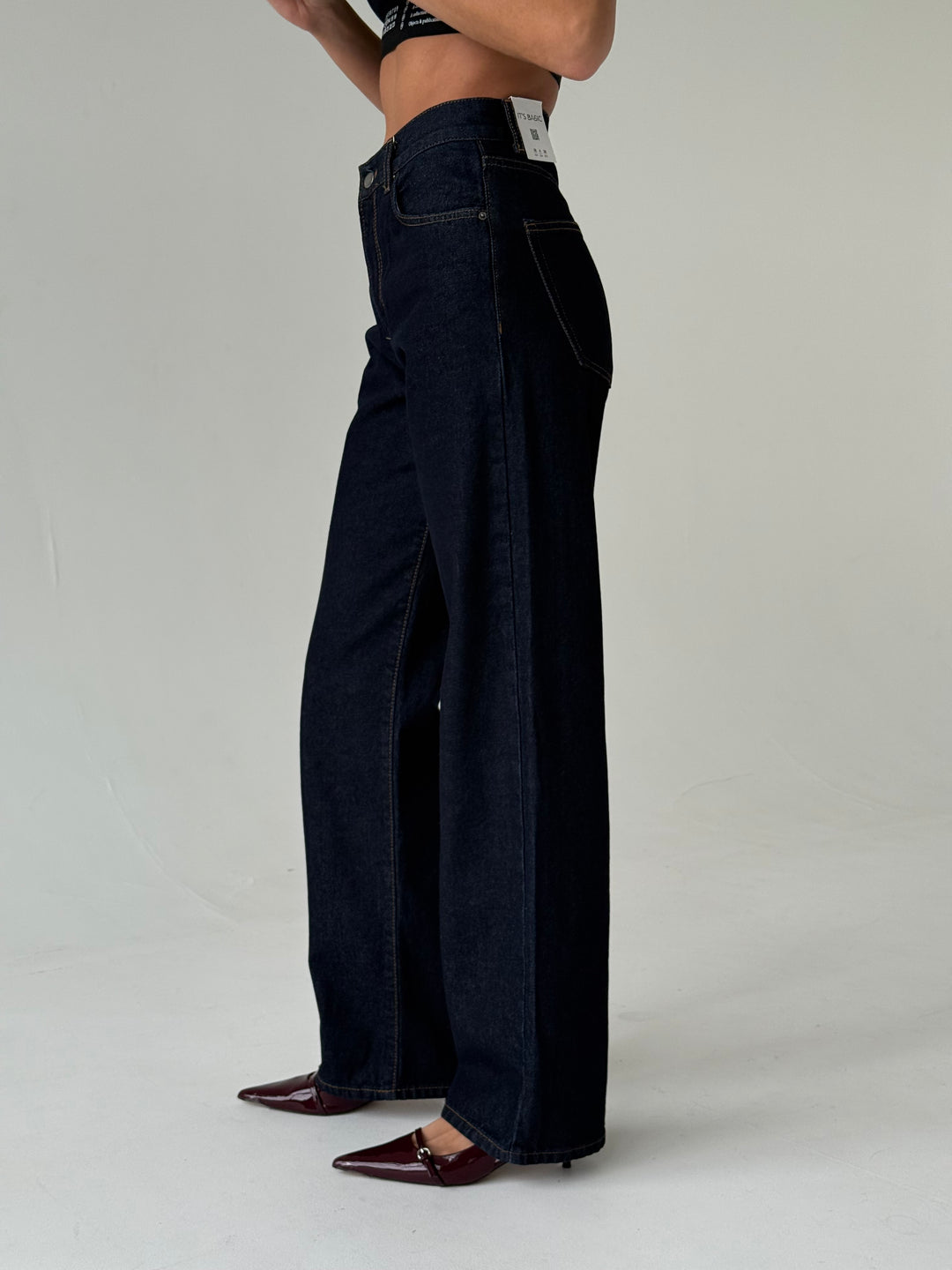 Taisnas džinsa bikses ar augstu jostasvietu #02