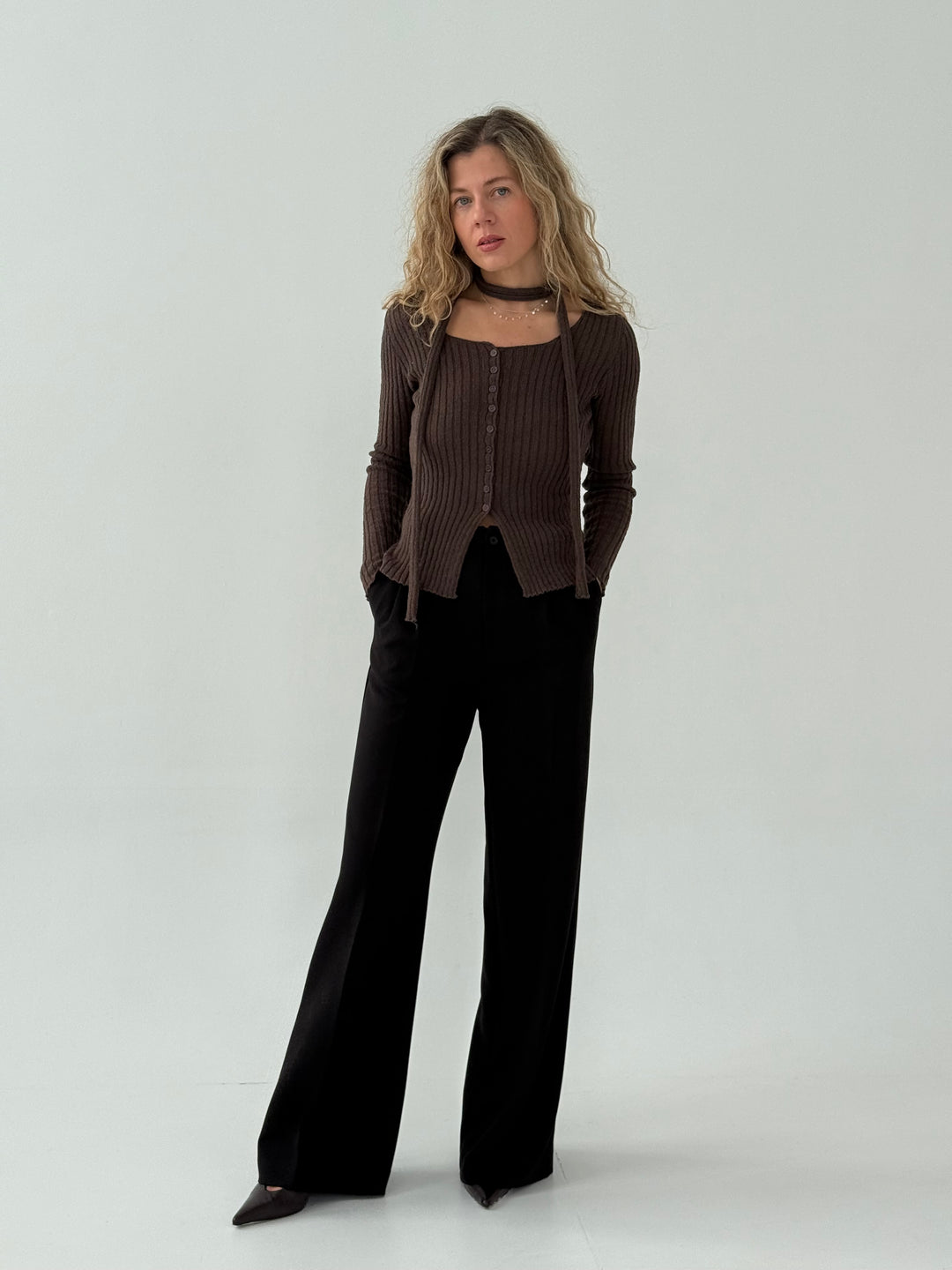 Kokvilnas adīta pogājama jaka ar jostu