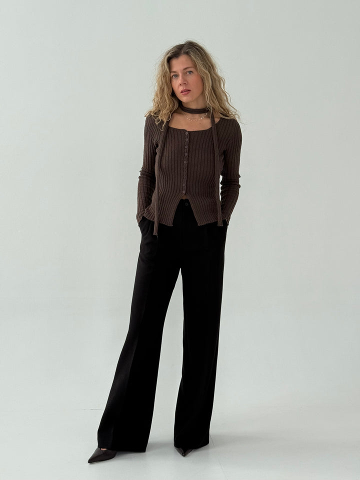 Kokvilnas adīta pogājama jaka ar jostu