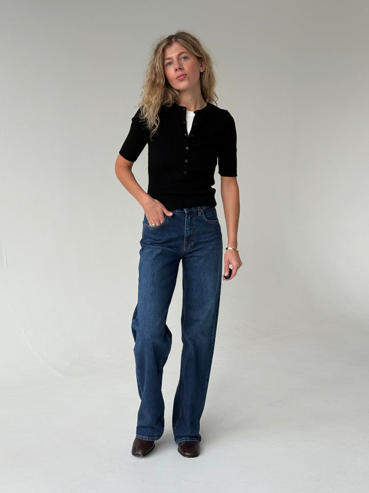 Wide leg platas džinsa bikses