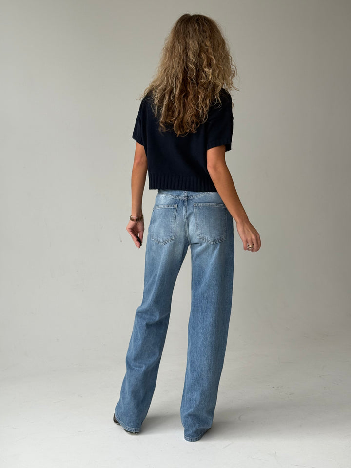 Adīts kokvilnas džemperis ar uzrakstu